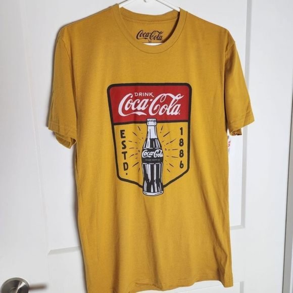 Coca-Cola vintage mustard yellow gold t-shirt NWT - Picture 1 of 5